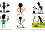 design pictogram icons and vector stick figure in any poses